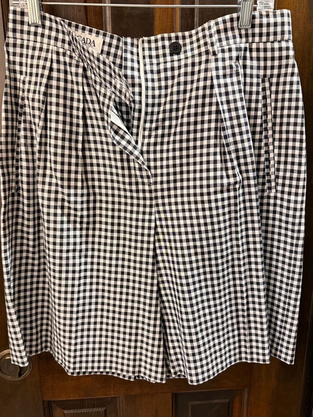 VTG Escada by Margaretha Ley Black & White Gingham Shorts